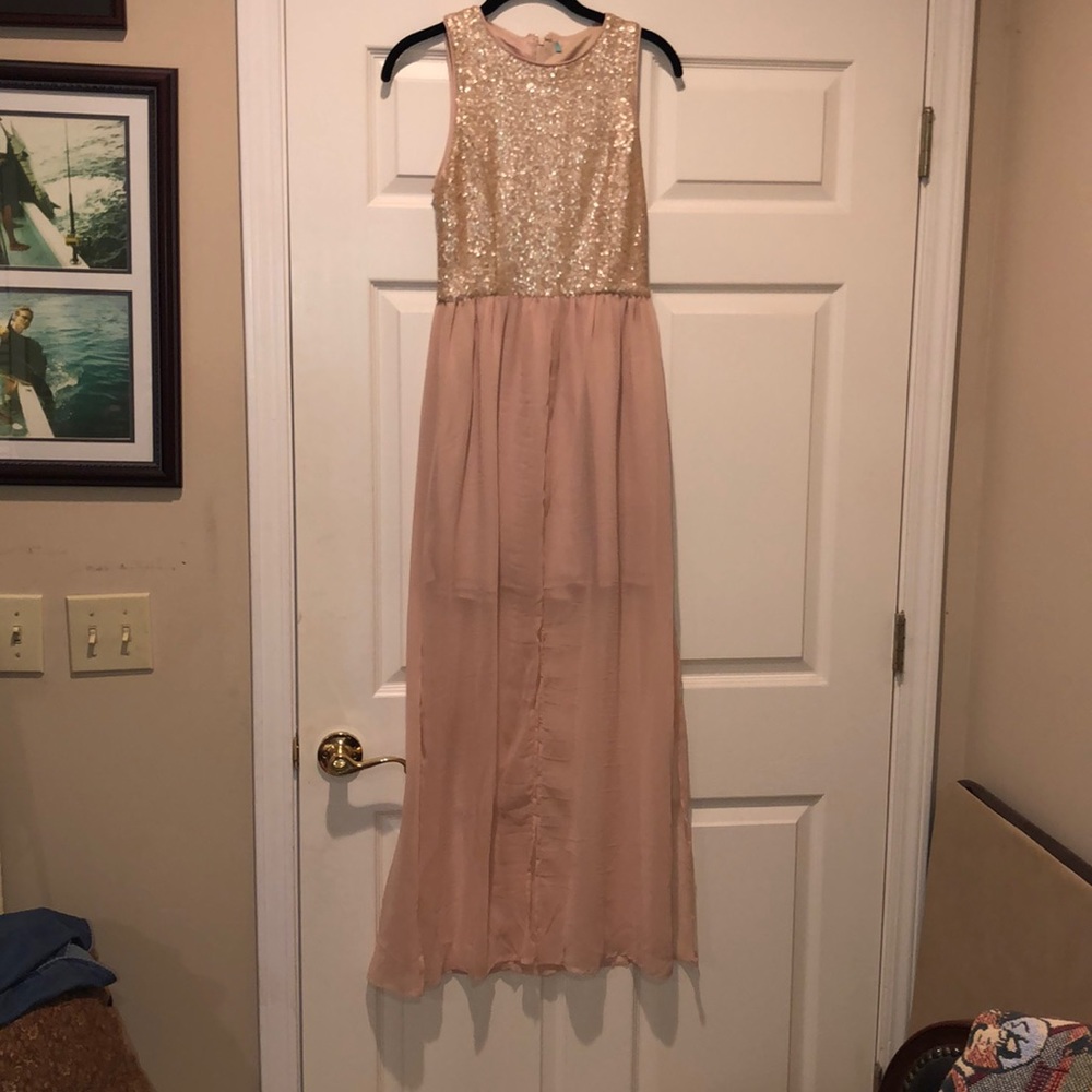 Rose gold maxi dress